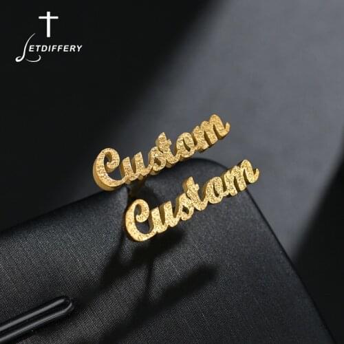 Letdiffery Customized Frosted Name Earring Stud 1 Pair Stainless Steel Girl Women Earrings Birthday Gifts