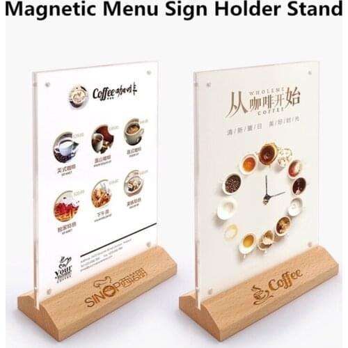 A6 Magnetic Acrylic Sign Holder Acrylic T Shape Table Top Display Stand, Double Sided Sign Holder Restaurants Menu Ad Frame