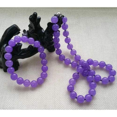 Fashion Beautiful 10MM Lavender Purple Jade Necklace 18 inch & Bracelet Jewelry