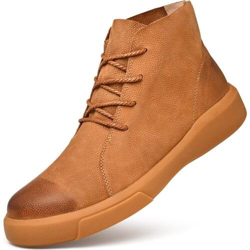 Autumn Winter Warm Retro Martin Boots Mens Outdoor Work Boots High Quality Leather Casual Combat Boots Black Brown Botas Hombre