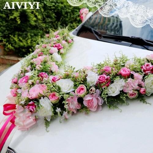 Beautiful Austin Rose V-shaped wedding car decoration set Europe United States wedding main float Artificial flower wedding
