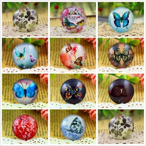 New Fashion 5pcs/Lot 25mm Handmade Photo Glass Cabochons (Beautiful butterfly series)