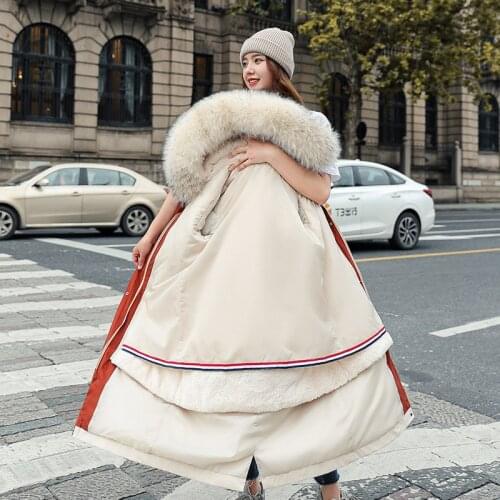 2021 New Women Winter Jacket Long Coat Casual Parkas Removable Fur Lining Hooded Parka Cotton Thicken Warm Jacket Mujer Coats