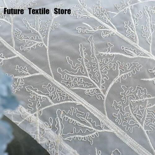 2021 New Simple European Style White Translucent Branch Embroidered Curtain Curtains for Living Dining Room Bedroom