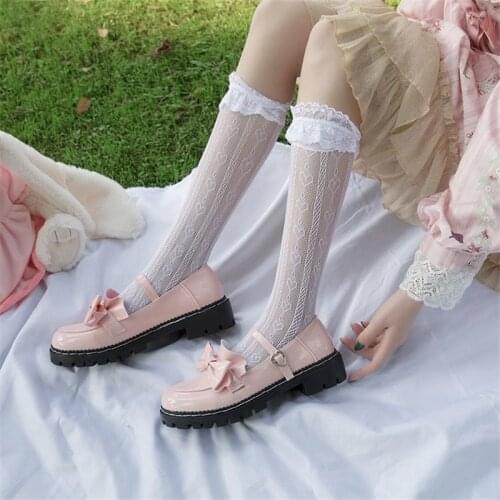 New Kawaii Lolita Shoes Girl Retro College Student Mary Jane Shoes Sweet Young Girls Cosplay Anime Bow Buckle Harajuku Japanese