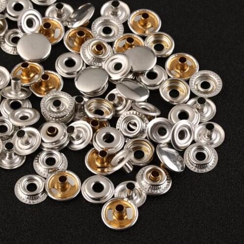 New 100pcs 25 Sets Stainless Steel Fastener Snap Press Stud Cap Button Boat Canvas