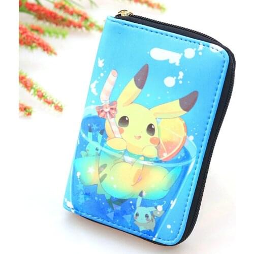 New Pokemon Cute Small Wallet Girls Boys Pikachu Eevee Snorlax pikachu PU Leather Coin Purse Anime Purses Handbags Kids Gifts