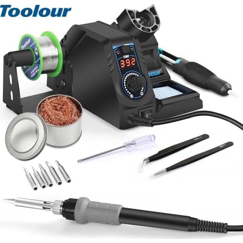Toolour SMD Rework Digital Display Soldering Station 130W 110V/220V Temperature Adjustable Electric Soldering Iron Welding Tool