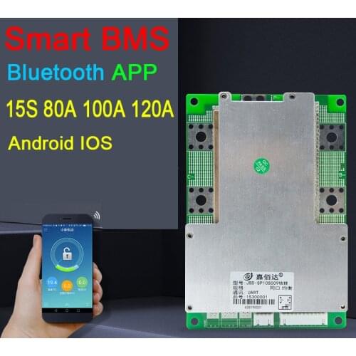 Smart 15S 80A 100A 120A li-ion Lithium Battery Protection Board BMS WITH Balance High Power Bluetooth APP pc control