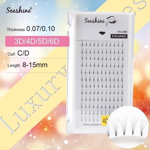 Seashine Russian Premade Volume Fans Lash Extension 3D/4D/5D/6D Short Stem Eyelashes Extesion