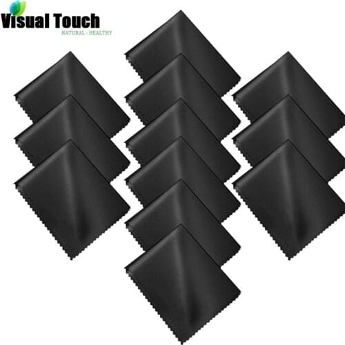 Visual Touch 10pcs Black Microfiber Sunglasses Eyeglasses Cleaning Cloth 15*18cm Glasses Eyewear Clean Lens Cloth Accessories