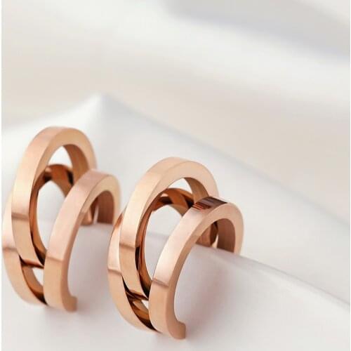 Romantic Forever Love Engagement Wedding Stud Earrings For Women High Quality Luxury Rose Gold Color Stainless Steel Earring