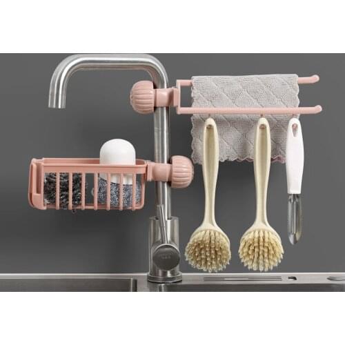 Kitchen Bathroom Storage Drying Rack Put Sponge Drain Drying Rack Faucet Toilet Sink Suction Sponge Holder Space Saving Shelf