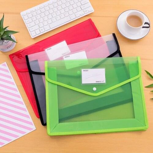 3PCS Fashion Colors File Bag A4 Document Storage Paper Organizer For Documents With Label Card