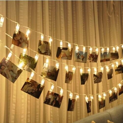 HAOCHU Garland LED String Light Fairy Lamp Starry Battery Card Photo Clip Luminaria Festival Christmas Wedding Eid Mubarak Decor