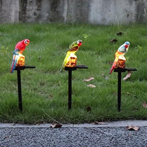 LED Solar Light Simulation Parrot Lamp Outdoor Waterproof Garden Lawn Stakes Light for Home Courtyard Decoration
