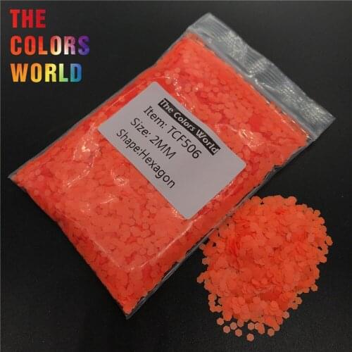 TCF506 Hexagon Shape Neon Matte Orange Red Color Solvent Resistant Nail Glitter Nail Art Decoration Makeup Body Glitter Gel DIY