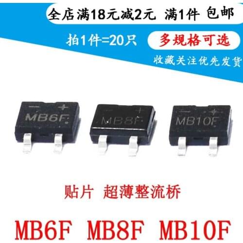 Tape Thin MB6F MB8F MB10F 0.5A 0.8A Tape SOP-4 Rectifier Bridge Stack (20 PCS)