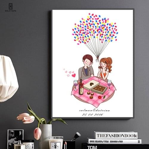Adorable Sweet Love Dinner Special Present DIY Fingerprint Guestbook Souvenir for Weddings Anniversary Classic Wall Decoration