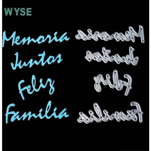 WYSE Metal Cutting Dies Spanish Word Memoies Family Happy Alphabet Dies Scrapbooking for DIY album Decorative Crafts Template