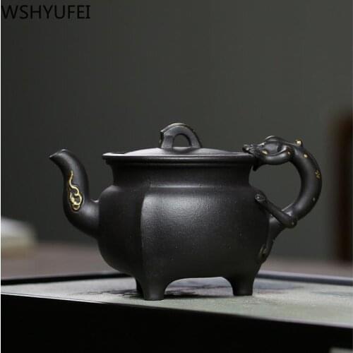 Yixing Tea Pot Handmade Boutique Purple Clay Teapots Raw ore Black mud Customized Beauty Kettle Chinese Tea Ceremony Gifts 220ml