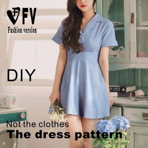 Back waist elastic dress pattern womens clothing sewing pattern making drawing 1:1 physical BLQ-390