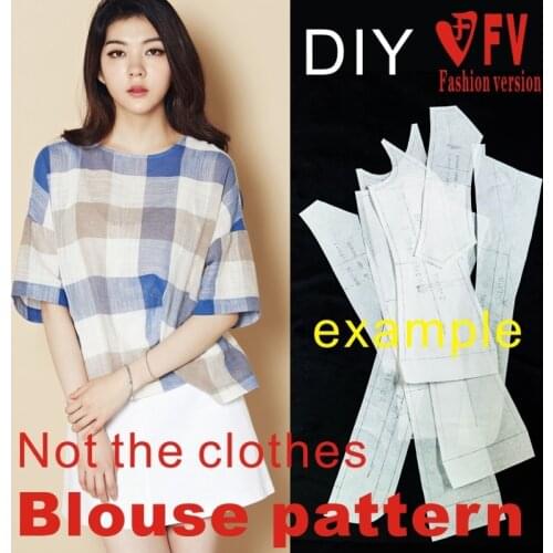 Ladies' mid-sleeve round neck shirt cutting drawing 1:1 garment structure pattern BCY-50