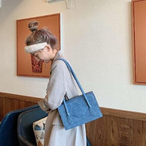 Stone Pattern Purple PU Leather Shoulder Bags For Women 2020 Simple Handbags Female Fashion Hand Bag Lady Totes