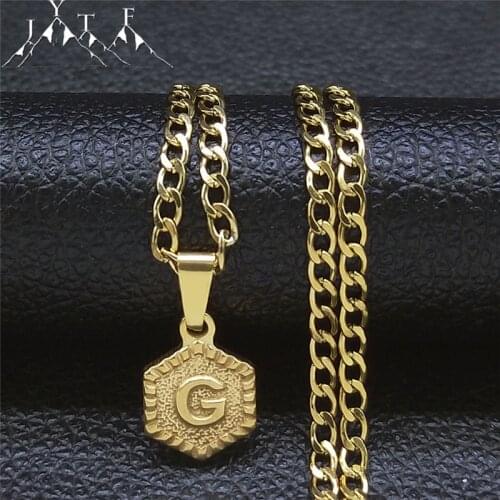 2021 Stainless Steel Initials Necklaces for Women Gold Color Layer G Necklaces Chain Fashion Jewelry collar mujer XH138S03