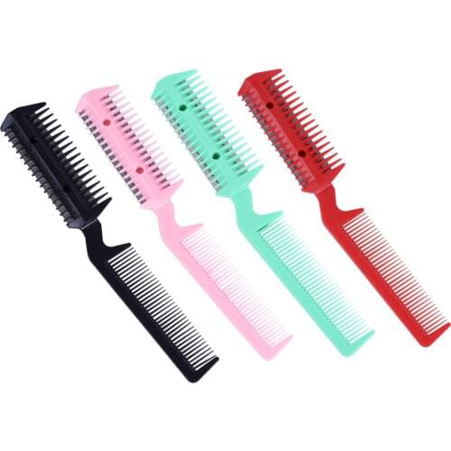 12 PCS/Lot 4 Color Razor Comb Hair Cutter Thinning Shaper Comb 2 Razor Blades Trimmer Barber Remover Tool Super
