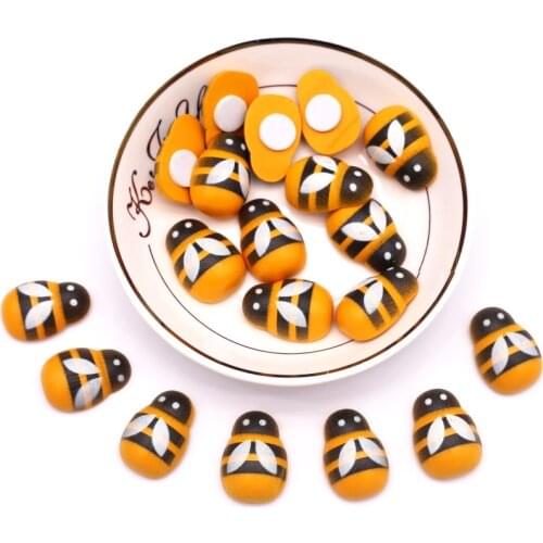 18*25mm Big Yellow Bee with Glue Wood Figurines Handicrafts Refrigerator Wall Decorate DIY Wedding Party Festival Supplies 20pcs