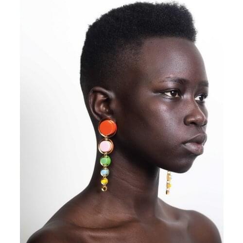 2021 Multiple Round Drop Earrings Bohemia Jewelry Acrylic Geometric Raindrop Dangle Hanging Earring brincos bijoux