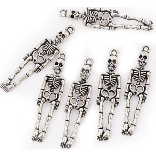 30pcs skull Tibetan Silver Bead charms pendant fit bracelet 39*10mm 39*10mm