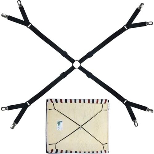 4pcs Crisscross Adjustable Bed Fitted Sheet Straps Suspenders Gripper Holder Fastener Clips Clippers Kit Elastic Bed Sheet Clip
