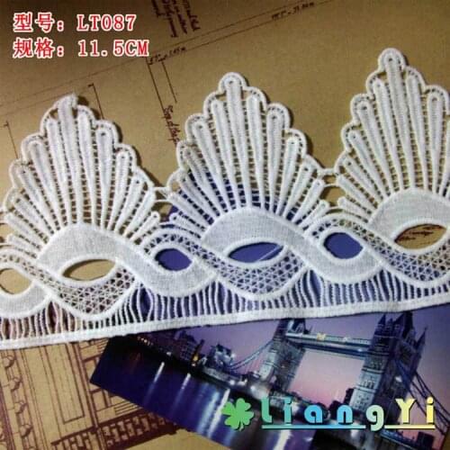 Free Shipping 15Yards High Quality 11.5cm White Milk Silk Embroidered Net Lace Trim Fabric Ribbon Trimmings For Wedding Dresses