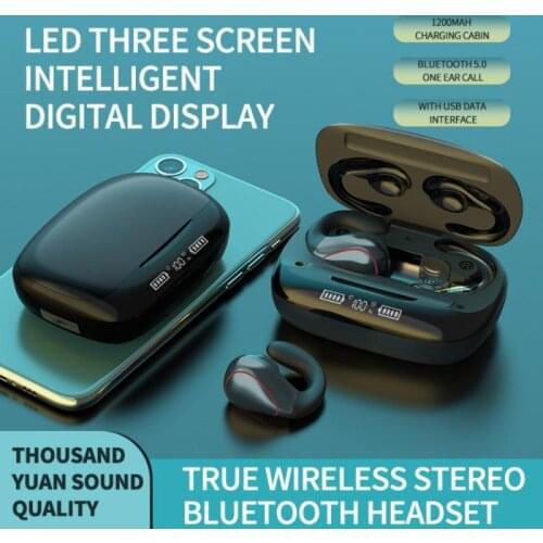 Wireless Bluetooth Headset TWS 5.0 Digital Display HIFI Stereo Headset Listening to Songs, Calling, Driving, Business Sports
