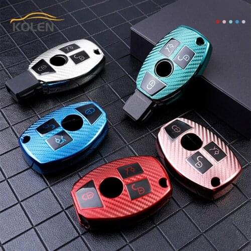 Carbon Fiber TPU Car Smart Key Case Cover For Mercedes Benz W205 W212 X166 W176 W211 W204 W222 W463 CLA GLC GLK Holder Shell Fob