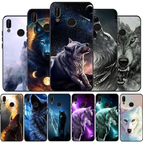 The Wolf black Silicone soft Phone Case for huawei P40 P30 P20 P10 Pro P9 Lite Psmart 2019 Y6 Y9 cover