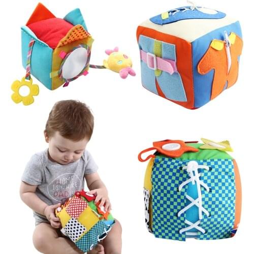 Baby Early Education Dice Toys Fastening Buttons Zipper Rattles Kindergarten Learn Educational Gifts For Kids Plush Toddler Toy
