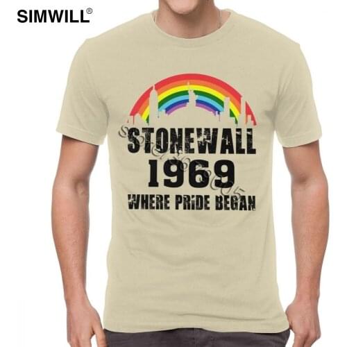 Stonewall 1969 Where Pride Began Tees Shirts Retro Urban 100% Cotton T-Shirt for Men Short Sleeves O-neck T Shirts