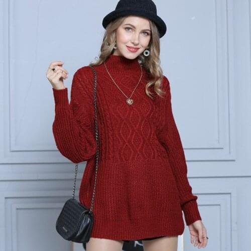 Geometric Pattern Sweater Lantern Sleeve Turtrleneck Cable-Knit Pullovers Womens Elegant Tops Casual Streetwear Sweaters Ladies