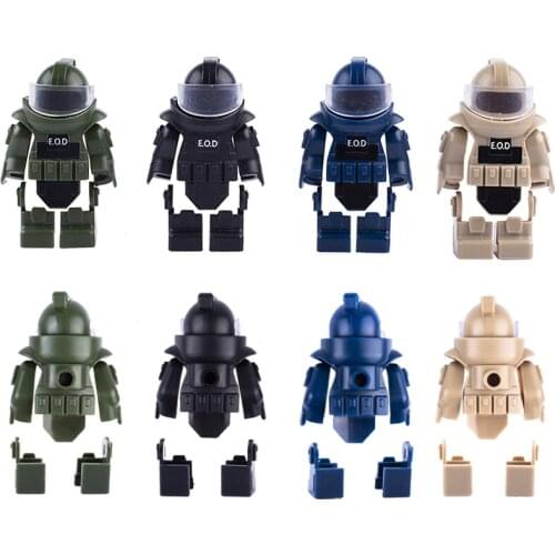 MOC City Military EOD Helmet Building Blocks SWAT Armor Vest Soldiers Police Figures Parts Weapons Bag Accessories Children Toys