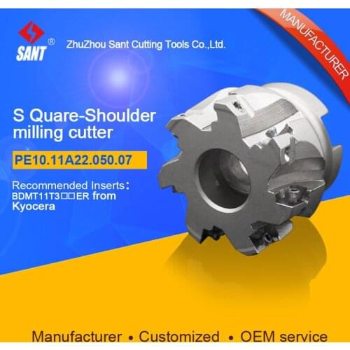 Indexable Milling cutter SANT PE10.11A22.050.07 with BDMT11T3 carbide insert for Kyocera