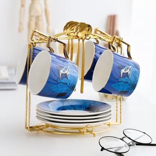 Ceramics European Coffee Cup Set Modern Luxury Saucer Afternoon Tea Espresso Mug Set High Quality Tazas Home Drinkware DA60BYD