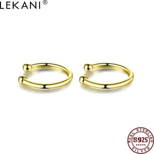 LEKANI 1 PC Single 925 Sterling Silver Small Hoop Earrings For Women Minimalist Gold Color Ear Cuff Not Allergic Fine Jewelry