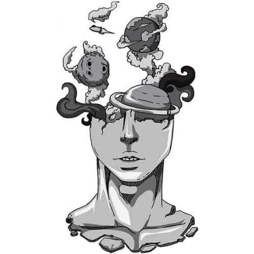 Hot 13 Cm X 7.4cm for Abstract Universe Head Motorcycle Stickers Graffiti Sticker Waterproof Decal Creative Decor Apply To Car