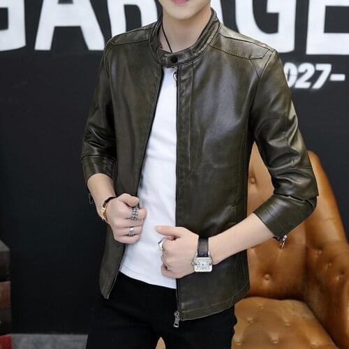 Men Jacket Army Green Leather Jacket Men Motorcycle Jacket Fashion Streetwear Warm Fleece Coat Slim Fit Autumn Winter Coat Men