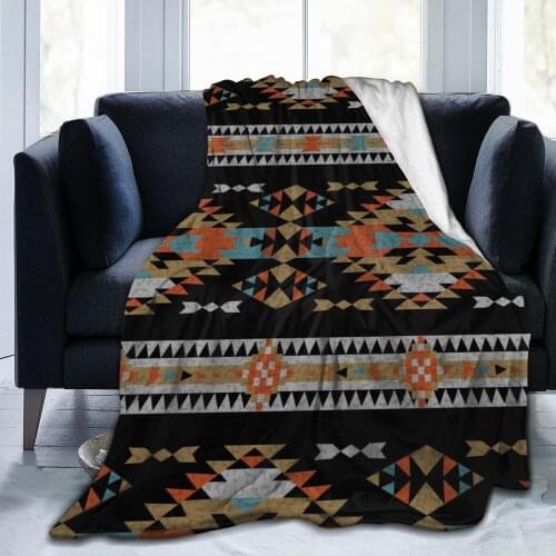 Soft Warm Flannel Blanket American Indian Aztec Ethnic Travel Portable Winter Throw Thin Bed Sofa Blanket
