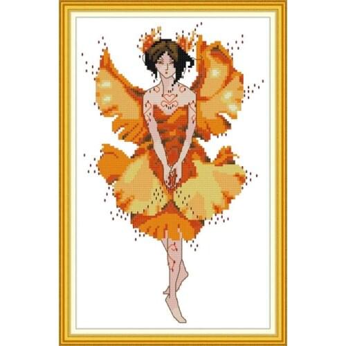 Joy Sunday Shy butterfly fairy Cross Stitch Kit pattern Printed Chinese embroidery needlework suitable for giving others as gift