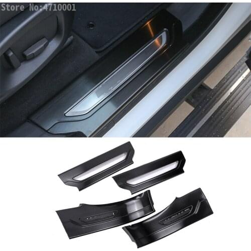Car-Styling 304 Stainless Car Door Sill Scuff Threshold Protector Plate Trim Black Brushed 4pcs For Jaguar F-Pace f pace X761
